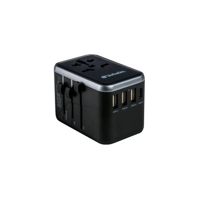 Verbatim Universaali matkasovitin, 2x USB-C PD 61+12W, 3x USB-A 12W, musta