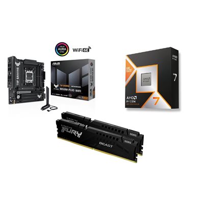Asus TUF GAMING B850M-PLUS WIFI + Ryzen 7 9800X3D + 32GB DDR5 6000MHz CL30 -tuotepaketti