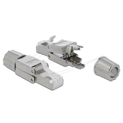 DeLock Suojattu FTP Cat6a RJ-45-liitin, Tool-Free, hopea