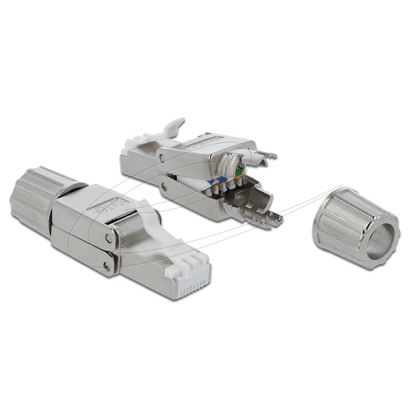 DeLock Suojattu FTP Cat6a RJ-45-liitin, Tool-Free, hopea