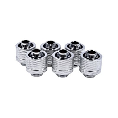 Alphacool 16/10mm Eiszapfen ruuviliitin, suora, G1/4, 6-pack, hopea
