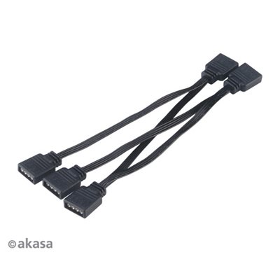 Akasa 4-in-1 RGB LED -liitinkaapeli, 40cm, musta
