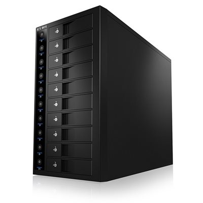 IcyBox IB-3810U3, ulkoinen 10-paikkainen kiintolevykotelo, USB 3.0, musta