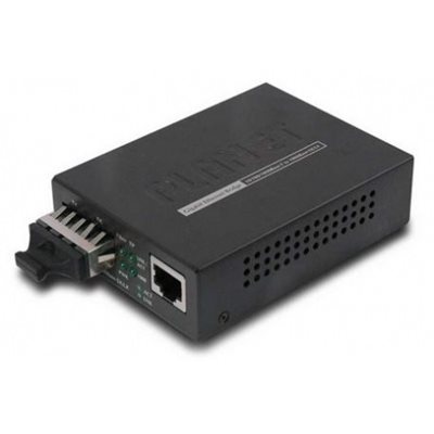 Planet GT-802, 10/100/1000Base-T Ethernet -> 1000Base-LX kuituverkko (single mode) -mediamuunnin, musta