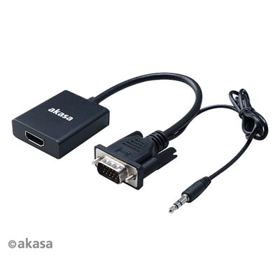 Akasa VGA to HDMI with Audio & USB Cable for power, 1080p@60Hz, 20cm