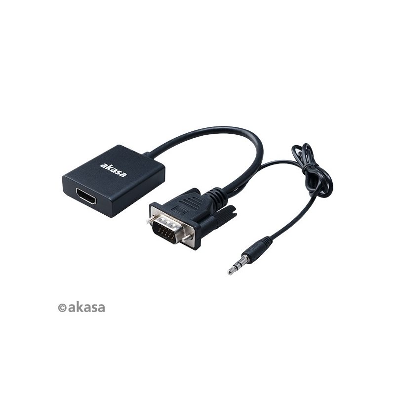 Akasa VGA to HDMI with Audio & USB Cable for power, 1080p@60Hz, 20cm