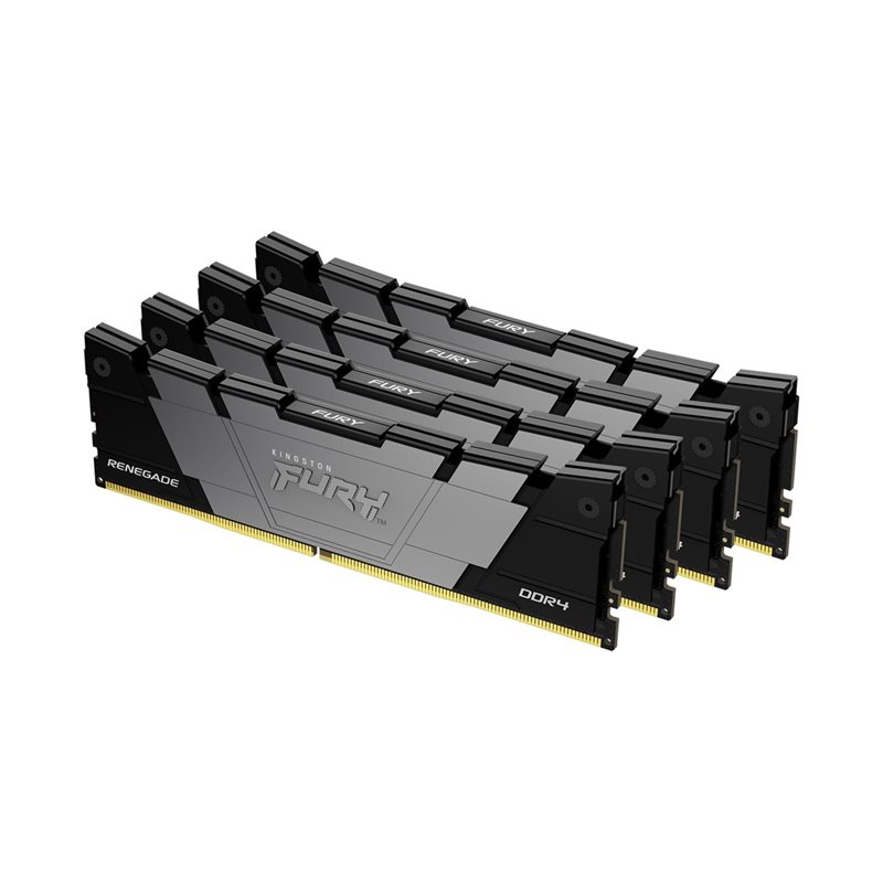 Kingston 64GB (4 x 16GB) FURY Renegade DDR4, 3200MHz, CL16, 1.35V, musta/harmaa