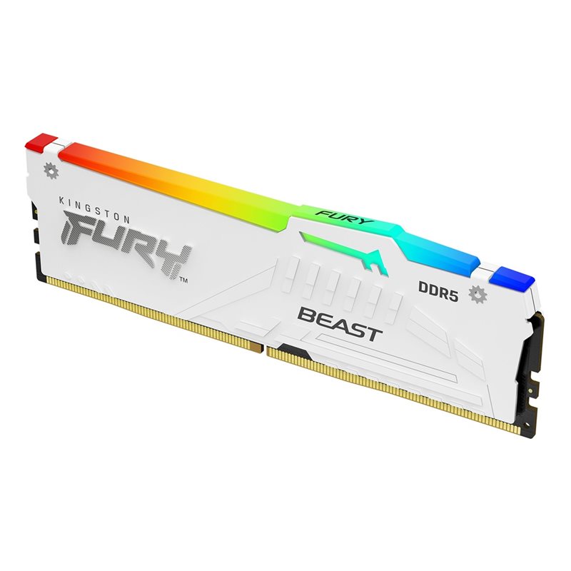 Kingston 32GB (1 x 32GB) FURY Beast RGB White, DDR5 6000MHz, CL30, 1.35V, valkoinen