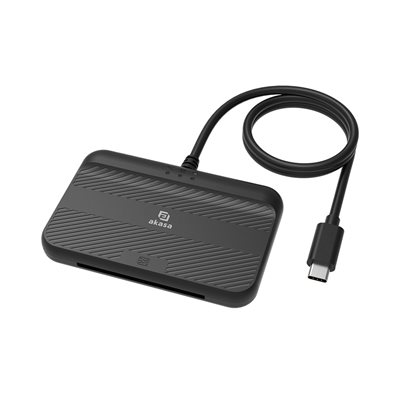 Akasa Kontaktion NFC- ja älykortinlukija, USB-C, 1m, musta