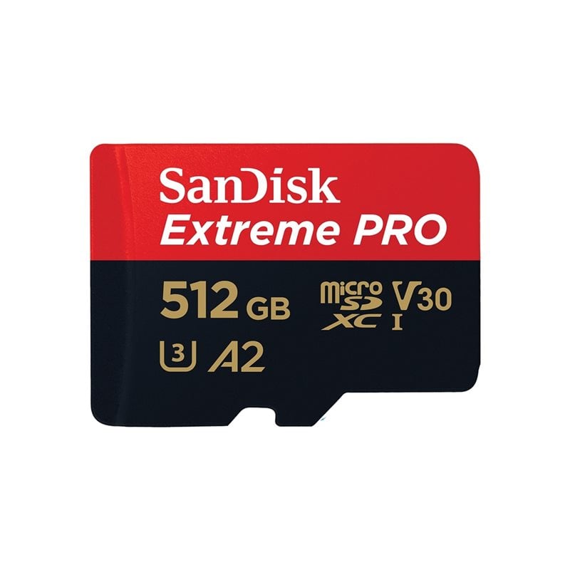 Sandisk 512GB Extreme PRO, microSDXC -muistikortti, UHS-I V30 U3 A2, 200/140 MB/s