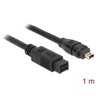DeLock FireWire 9-pin -> 4-pin -kaapeli, 2m, musta