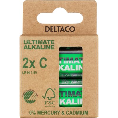 Deltaco C/LR14 -paristo, 2kpl