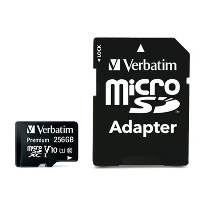 Verbatim 256GB MicroSDHC -muistikortti, UHS-1 C10, jopa 90/10 MB/s, SD-adapterilla