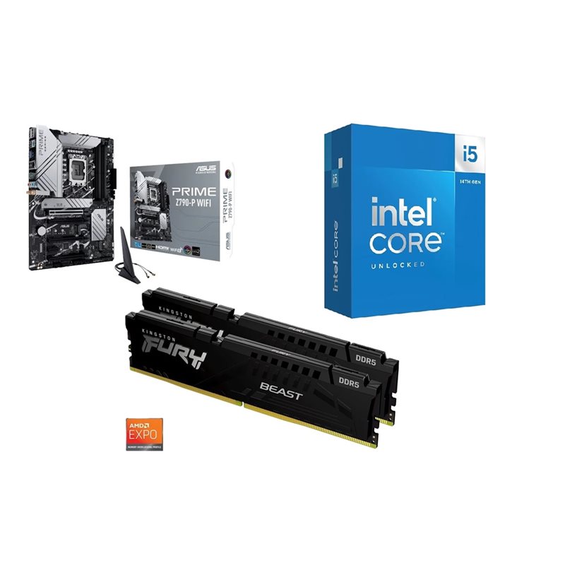 Asus PRIME-Z790-P WIFI + Core i5-14600K + 32GB DDR5 5600MHz -tuotepaketti