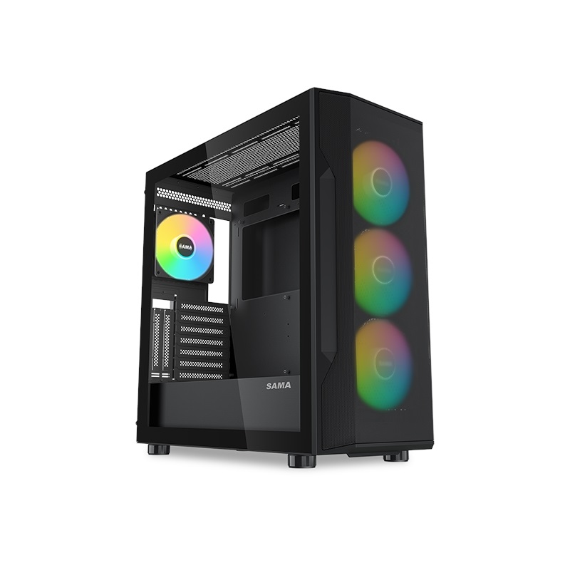 SAMA S40 Black, ikkunallinen miditornikotelo, musta