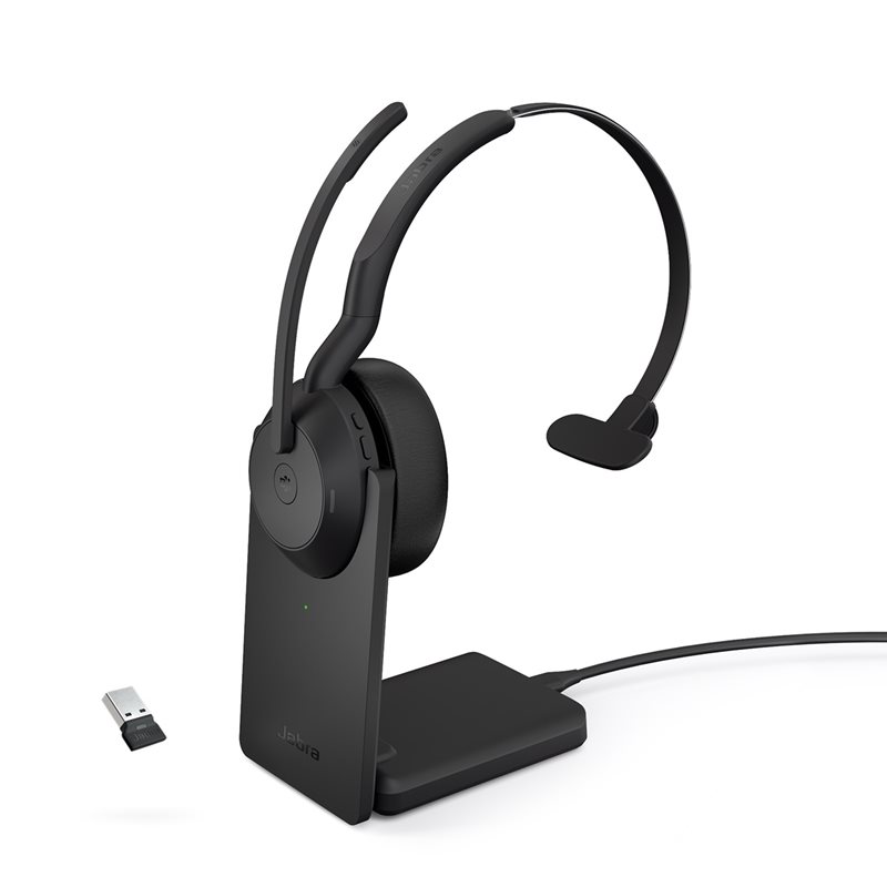 Jabra Evolve2 55 MS, langaton kuulokemikrofoni lataustelakalla, USB-A, musta