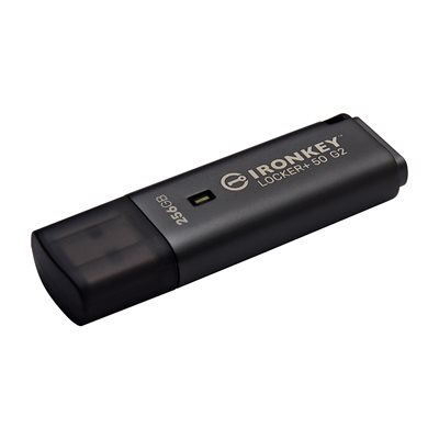 Kingston 256GB IronKey Locker+ 50 G2, salattu 3.2 Gen1 USB-A -muistitikku, musta