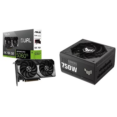 Asus DUAL-RTX5060TI-O16G + TUF-GAMING-750G -tuotepaketti