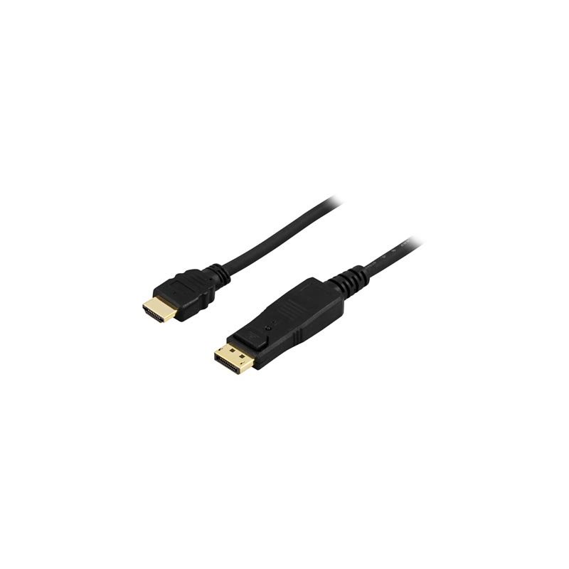 Deltaco DisplayPort - HDMI -adapterikaapeli, 2m, musta
