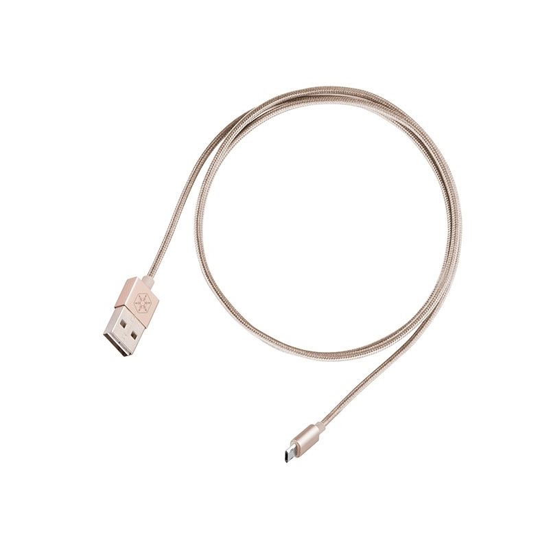 SilverStone CPU01G-500 Symmetrinen USB-A - symmetrinen USB Micro-B kaapeli, 0.5m punottu, kulta