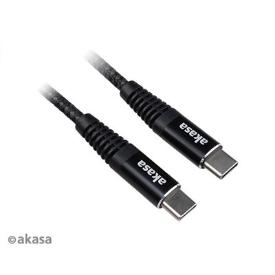 Akasa 2.0 USB-C -kaapeli, PD3.0 5A 100W, 1m, musta
