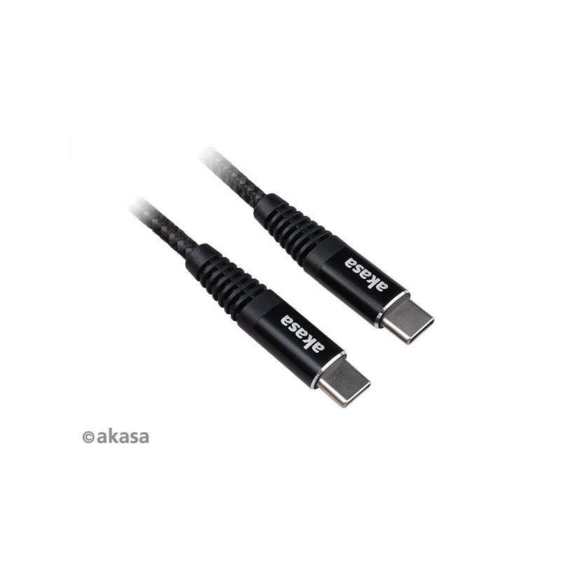 Akasa 2.0 USB-C -kaapeli, PD3.0 5A 100W, 1m, musta