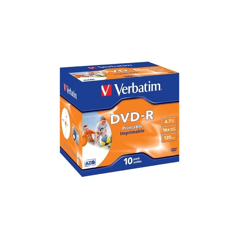 Verbatim DVD-R, 16x, 4,7 GB/120 min, 10-pakkaus, jewel case, printable