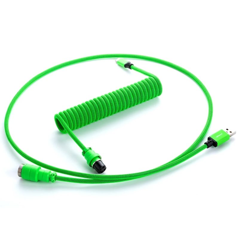 CableMod Pro Coiled Keyboard Cable, USB A -> USB Type C, 150cm, Viper Green
