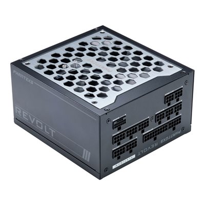 Phanteks Revolt 1000W Platinum, ATX 3.0, PCIe 5.0, modulaarinen, ilman kaapeleita, musta