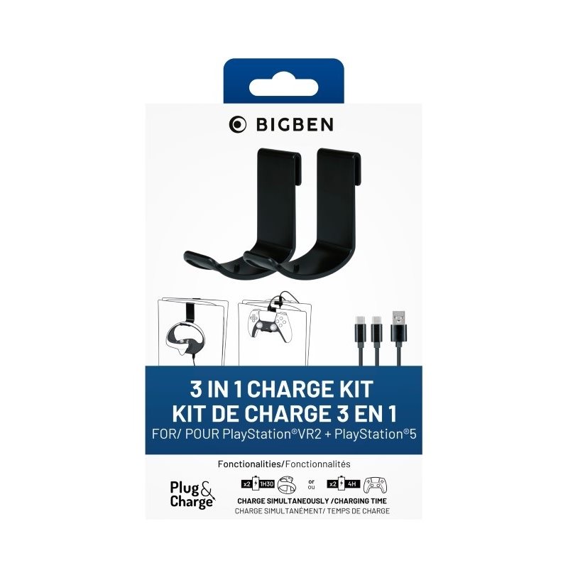 BigBen 3 in 1 Charge Kit, ohjainten lataussarja (PS5/PS2VR)