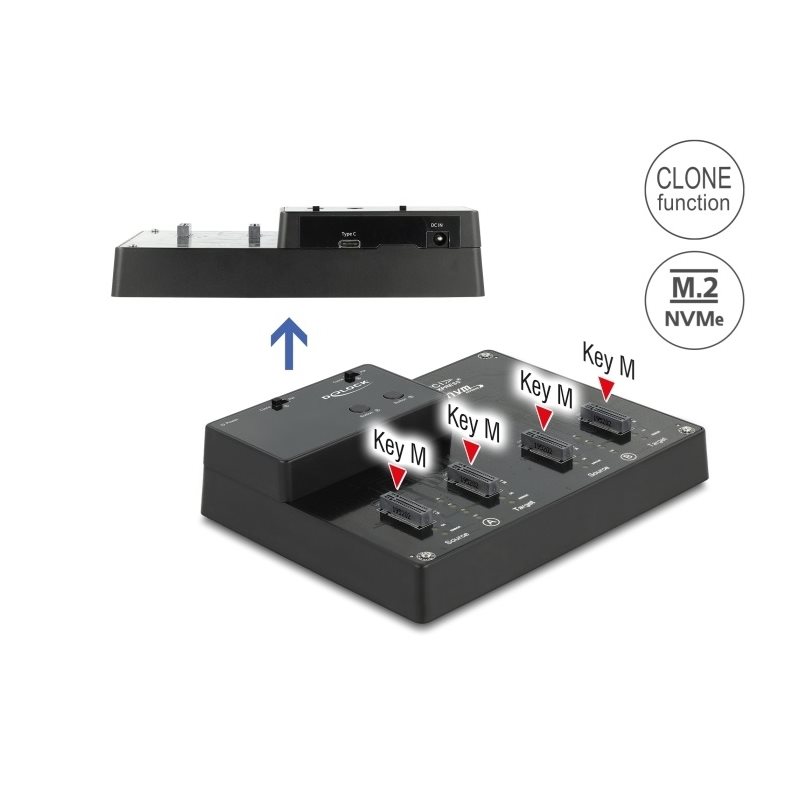 DeLock M.2 Docking Station for 4x M.2 NVMe PCIe SSD with Clone function