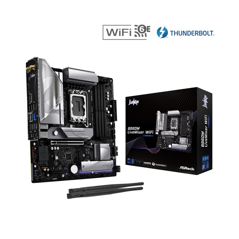 ASRock B860M LiveMixer WiFi, mATX-emolevy