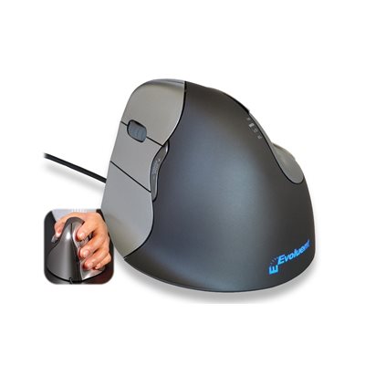 Evoluent VerticalMouse 4 Medium Wired, ergonominen pystyhiiri vasemmalle kädelle, USB-A, musta
