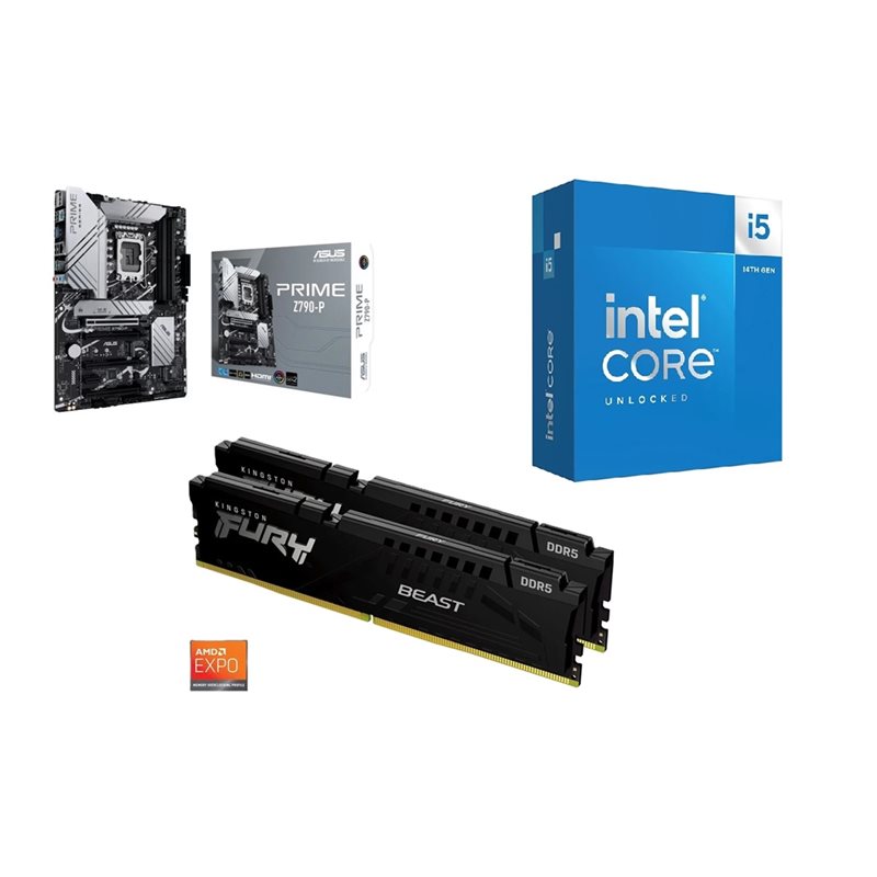 Asus PRIME-Z790-P + Core i5-14600K + 32GB DDR5 5600MHz -tuotepaketti