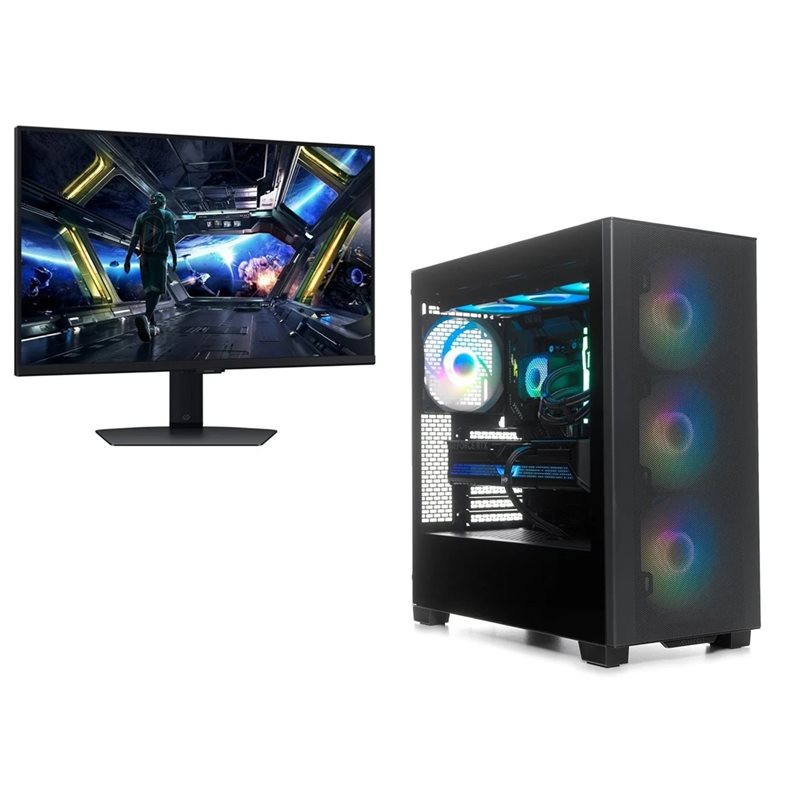 Jimm's Monarch 5070 Ti, pelitietokone + Samsung 27" Odyssey G7 G70D, 4K 144Hz UHD-pelimonitori