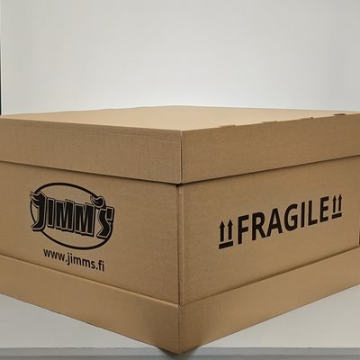 Jimm's Palautusboxi, sisältää laatikon ja pakkaustarvikkeet