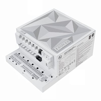 Lian Li 1350W EDGE Platinum V2, ATX-virtalähde, 80 Plus Platinum, + USB HUB, PCIe 5.1, ATX 3.1, valkoinen