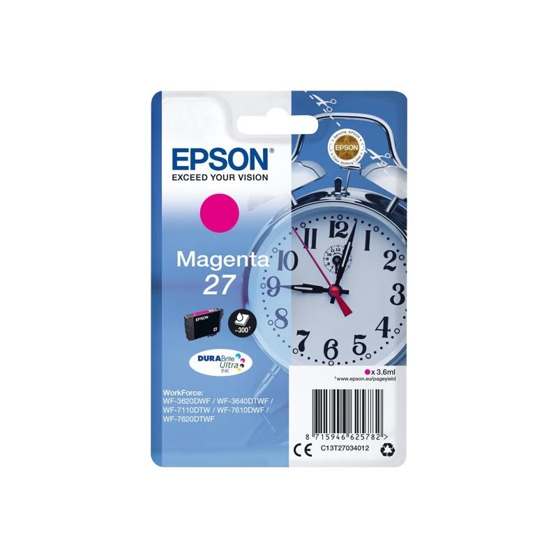 Epson 27 DURABrite Ultra Alarm Clock -väriainekasetti, magenta