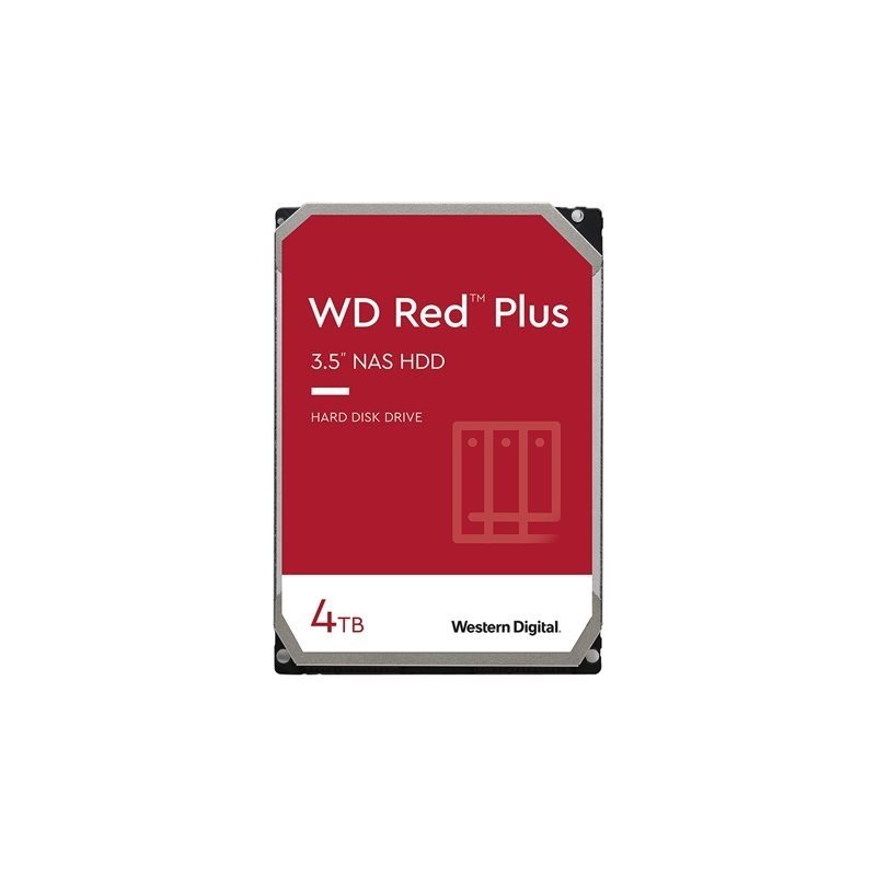 Western Digital 4TB WD Red Plus, sisäinen 3.5" kiintolevy, SATA III, 5400 rpm, 256MB