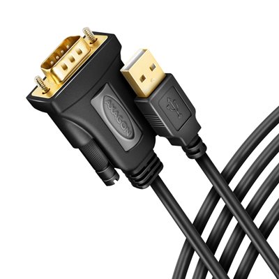 AXAGON (Outlet) 2.0 USB-A -> Sarjaportti RS-232 (DB9 uros, FTDI) -adapterikaapeli, 1,5m, musta