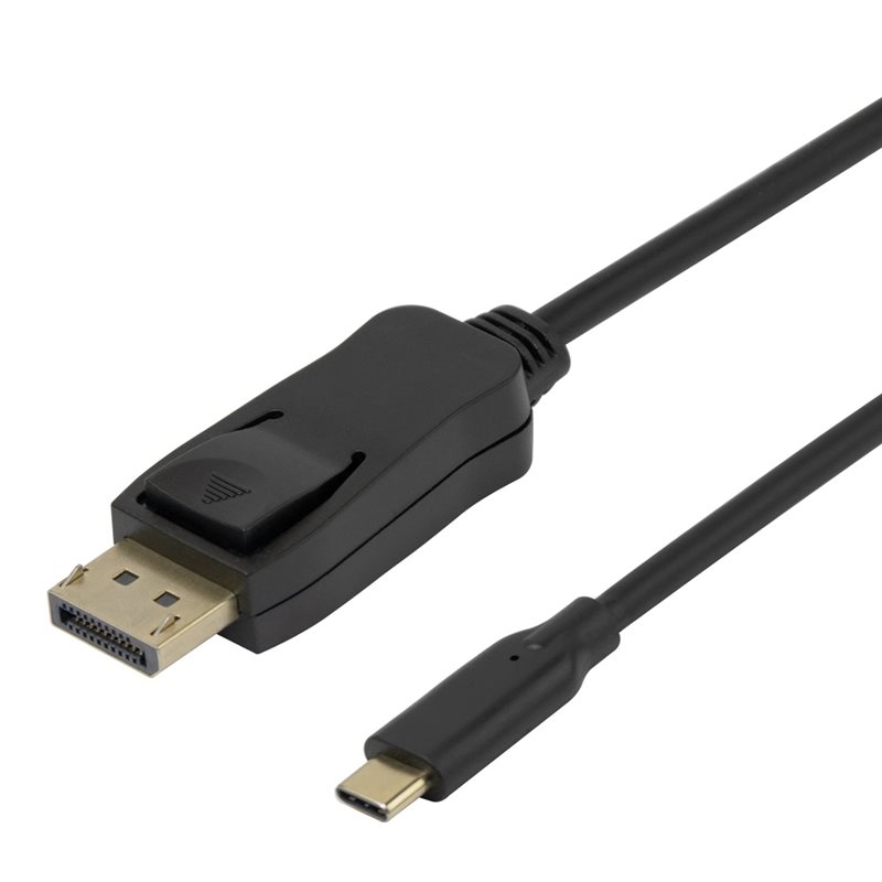 Deltaco USB-C -> DisplayPort 1.4 -kaapeli, 1m, musta