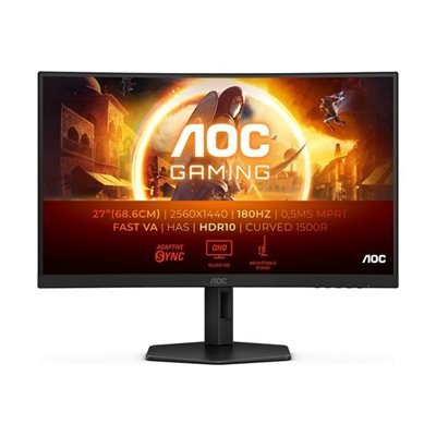 AOC 27" CQ27G4X, kaareva 180Hz QHD-pelimonitori, musta