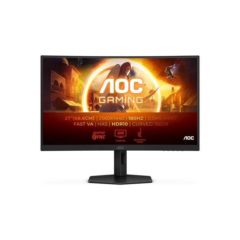 AOC 27" CQ27G4X, kaareva 180Hz QHD-pelimonitori, musta