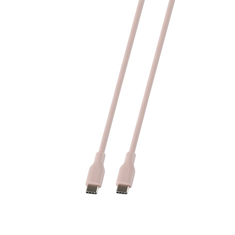 Deltaco 2.0 USB-C -kaapeli, SPR PD3.0 60W, 1,5m, pinkki