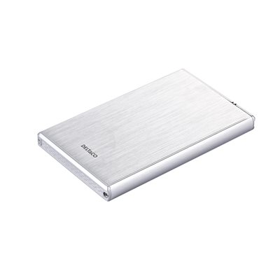 Deltaco Ulkoinen kotelo 2.5" SATA III 6G HDD/SSD-levylle, 3.2 Gen1, hopea