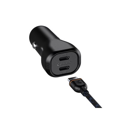 Unisynk 50W autolaturi, 2x USB-C, musta