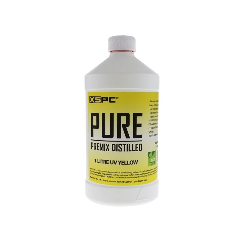 XSPC PURE Premix Distilled Coolant - UV Yellow -jäähdytysneste, 1l