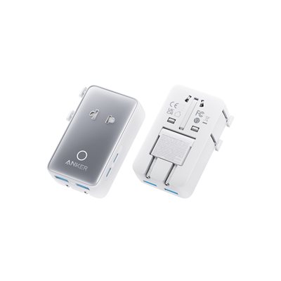 Anker 20W 5-in-1 Nano Travel Adapter, matka-adapteri, 2x USB-C, 2x USB-A, valkoinen