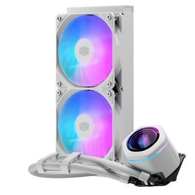 Cooler Master MasterLiquid 240 Core Nex ARGB, 240mm AIO-nestejäähdytysratkaisu prosessorille, valkoinen