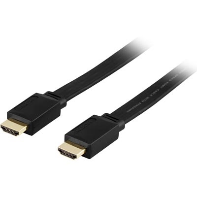 Deltaco 1.4 HDMI -näyttökaapeli, litteä, 1m, musta